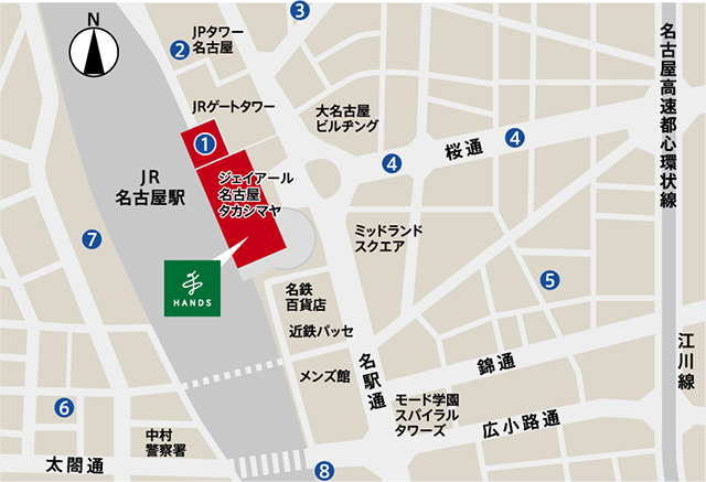 ハンズ名古屋店周辺駐車場マップ